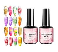 Clear Blooming Gel Nail Polish, 2pcs Blooming Nail Polish, 15ml Long-Lasting Watercolor Fingernails Gel, UV Gels Polish For Spreading Effect, Marble Natural Stone Watercolor Floral Print