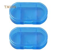 (clear blue) 2Pcs Pill Box Large Capacity Space-saving Food Grade Convenient Pill Storage Box Tablet Container Travel Accessories