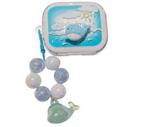 Clear Blue Dolphin Pattern Accessories Headphone Earphone Protective Cover Case for Redmi Buds 5 with Pendant