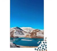 Clear Blue Sky 1000 Piece Sturdy Cardboard Snowy Mountain Lake Puzzle Hard Challenge Family Game Night Framing Gift 38x26cm/1000pcs