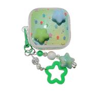 Clear Blue Star Pattern Accessories Headphone Earphone Protective Cover Case for Redmi Buds 6 Play with Pendant