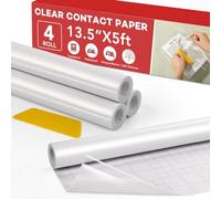 Clear Book Cover Protector 4 Rolls, Clear Contact Paper 13.5 in x 5 ft,Clear Adhesive Protective Liner for Hardcover Crafts Paperback Textbook Hard Covers Documents