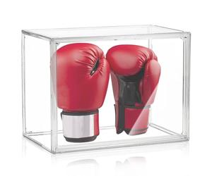 Clear Boxing Glove Display Case - Self-Assembly, UV-Protected With Black Base for Full Size Baseball and Boxing Gloves