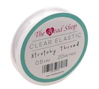 Clear Bracelet String, Clear Elastic for Bracelet Making - Strong Stretchy Elastic String for Bracelets - Ideal for Clay Bead Stringing, Jewellery Making Supplies & Repair - 0.5mm 20m