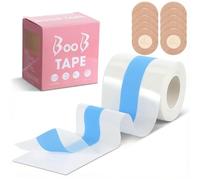 Clear Breathable Boob Lift Tape, Soft Silicone Breast Tape, Invisible Breast Lift Tapes with 10Pcs Circle Nipple Covers, Sticky Transparent Boobtape for Wedding Party Anniversary Dress Sport Clothes