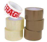 Clear/Brown/Fragile Packaging Tape, Heavy-Duty Parcel Tape for Packing, All Purpose Strong Adhesive Tape, Secure Sticky Seal for Boxes, Certified Shipping Tape 48mm x 66m (6, Fragile)