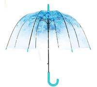 Clear Bubble Umbrella - See Through, Rain & Windproof Umbrella for Weddings, Prom, Graduation and Outdoor Events - Automatic Open, Crook Handle, Clear Dome (Blue)