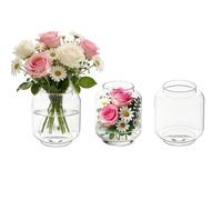 Clear Bud Vases for Centerpieces Innjoii Glass 3pcs/set Small Vase in Bulk Mini Flower Single Vintage Modern Home Decor, Bouquet Single for Wedding Living Room Dining Table Candle Holder Drink Cup