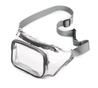 Clear Bum Bag,Stadium Approved Bumbag Fanny Pack Transparent Money Belt Waist Bag Holographic for Men Boys Running Hiking Travel Sports Grey