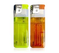 Clear Butane Lighters, 2 Pcs Jumbo Refillable Butane Cigarette Lighter, Soft Flame Lighters, Extra Long and Durable Transparent Lighter for Candle Camping Stove Gift (Color : Orange Yellow)