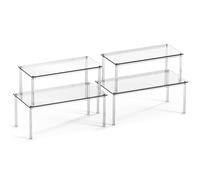 Clear Cabinet Organizer - 15.75 And 14.17 Inch Lengths, Transparent Display Racks, Modular Home Tidy Solution | Plate Cup Bottle Holder Versatile Riser Waterproof Bathroom Vanity Stand Space S