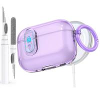Clear Case for AirPods Pro 2nd/1st Generation Case with Lock, Effortless, Soft TPU Transparent Apple Airpod iPod Pro Case Cover 2nd/1st Gen 2023/2022/2019 with Cleaning Kit&Keychian, Purple