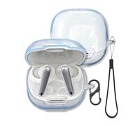 Clear Case for Anker Soundcore Liberty 4 NC Earbuds, FJIASTB Flexible TPU Shockproof Protective Cover with Carabiner and Lanyard (Transparent)