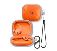 Clear Case for Beats Powerbeats Fit Earbuds, FJIASTB Flexible TPU Shockproof Protective Cover with Carabiner and Lanyard (Transparent)