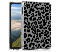 Clear Case for Fire HD 8 & HD 8 Plus 12th Generation 2022 Release Ultra -Thin Slim Lightweight Shockproof Clear TPU Silicone Back Shell Cover for Kids Women,Grey Leopard Print