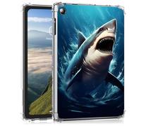 Clear Case for Fire HD 8 & HD 8 Plus 12th Generation 2022 Release Ultra -Thin Slim Lightweight Shockproof Clear TPU Silicone Back Shell Cover for Kids Women,Shark in Sea