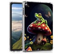 Clear Case for Fire HD 8 & HD 8 Plus 12th Generation 2022 Release Ultra -Thin Slim Lightweight Shockproof Clear TPU Silicone Back Shell Cover for Kids Women,Frog on Mushroom