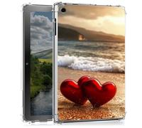 Clear Case for iPad 9th/8th/7th Generation for iPad 10.2 Case 2021&2020&2019- Slim Lightweight Transparent Shockproof Protective Cover for iPad 10.2,Two Red Hearts On The Beach