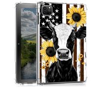 Clear Case for iPad Air 13 M3/M2 2025 2024/iPad Pro 12.9 2022/2021/2020/2018- Slim Lightweight Transparent Shockproof Protective Cover for iPad Air 13 2025,American Flag and Cow