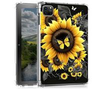 Clear Case for iPad Air 13 M3/M2 2025 2024/iPad Pro 12.9 2022/2021/2020/2018- Slim Lightweight Transparent Shockproof Protective Cover for iPad Air 13 2025,Sunflowers Butterfly