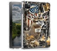 Clear Case for iPad Air 13 M3/M2 2025 2024/iPad Pro 12.9 2022/2021/2020/2018- Slim Lightweight Transparent Shockproof Protective Cover for iPad Air 13 2025,Deer with American Flag