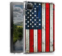 Clear Case for iPad Air 13 M3/M2 2025 2024/iPad Pro 12.9 2022/2021/2020/2018- Slim Lightweight Transparent Shockproof Protective Cover for iPad Air 13 2025,American Flag On Wood
