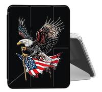 Clear Case for iPad mini 7 A17 Pro 2024/ iPad mini 6 2021 8.3 Inch with Pencil Holder Folding Y Shape Stand Designed Cover,Auto Wake/Sleep,Bald Eagle and American Flag