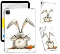 Clear Case for iPad Pro 11 inch M4 (2024, 5th Gen) with Pencil Holder, Slim Lightweight Shockproof Anti-Yellowing Transparent Soft TPU Protective Cover for iPad Pro 11 2024, Angry Rabbit