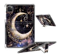 Clear Case for iPad Pro 12.9 2022/2021/2020/2018 Soft TPU Cover with Foldable Kickstand & Pencil Holder, Shockproof Rugged Cover for iPad Pro 12.9" 6th/5th/4th/3rd Gen, Crescent Stars in Sky