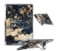 Clear Case for iPad Pro 12.9 2022/2021/2020/2018 Soft TPU Cover with Foldable Kickstand & Pencil Holder, Shockproof Rugged Cover for iPad Pro 12.9" 6th/5th/4th/3rd Gen, Stars and Clouds