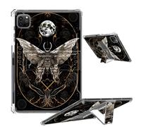 Clear Case for iPad Pro 12.9 2022/2021/2020/2018 Soft TPU Cover with Foldable Kickstand & Pencil Holder, Shockproof Rugged Cover for iPad Pro 12.9" 6th/5th/4th/3rd Gen, Moth Crescent Moon