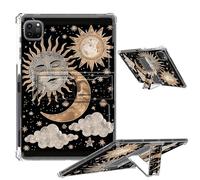 Clear Case for iPad Pro 12.9 2022/2021/2020/2018 Soft TPU Cover with Foldable Kickstand & Pencil Holder, Shockproof Rugged Cover for iPad Pro 12.9" 6th/5th/4th/3rd Gen, Sun Moon Clouds Stars