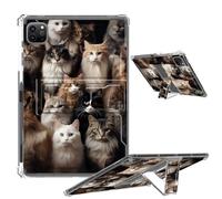 Clear Case for iPad Pro 12.9 2022/2021/2020/2018 Soft TPU Cover with Foldable Kickstand & Pencil Holder, Shockproof Rugged Cover for iPad Pro 12.9" 6th/5th/4th/3rd Gen, Bunch of Cats