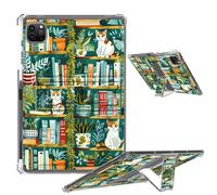 Clear Case for iPad Pro 12.9 2022/2021/2020/2018 Soft TPU Cover with Foldable Kickstand & Pencil Holder, Shockproof Rugged Cover for iPad Pro 12.9" 6th/5th/4th/3rd Gen, Plants Cats