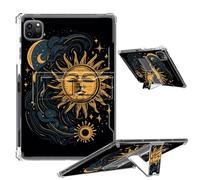 Clear Case for iPad Pro 12.9 2022/2021/2020/2018 Soft TPU Cover with Foldable Kickstand & Pencil Holder, Shockproof Rugged Cover for iPad Pro 12.9" 6th/5th/4th/3rd Gen, Sun Moon Stars