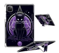 Clear Case for iPad Pro 12.9 2022/2021/2020/2018 Soft TPU Cover with Foldable Kickstand & Pencil Holder, Shockproof Rugged Cover for iPad Pro 12.9" 6th/5th/4th/3rd Gen, Star Cat Moon