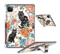 Clear Case for iPad Pro 12.9 2022/2021/2020/2018 Soft TPU Cover with Foldable Kickstand & Pencil Holder, Shockproof Rugged Cover for iPad Pro 12.9" 6th/5th/4th/3rd Gen, Three Cats Penoy