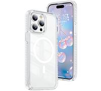 Clear Case for iPhone 14 Pro Max, 12N Strong Magnetic Shockproof Phone Cover with Non-Slip, Scratch Resistant Transparent Case with Camera & Screen Protection for iPhone 14 Pro Max 6.7". White CT