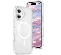 Clear Case for iPhone 16 Plus, 12N Strong Magnetic Shockproof Phone Cover with Non-Slip Color Bar, Scratch Resistant Transparent Case with Camera & Screen Protection for iPhone 16 Plus. White CT