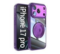 Clear Case for iPhone 17 Pro 6.3-Inch, Compatible with MagSafe, 360-Degree Rotating Stand Military-Grade Shockproof, Scratch-Resistant Back, Magnetic Phone Case (Purple, for iPhone 17 Pro)