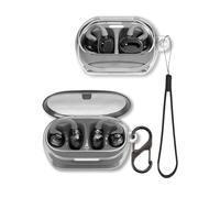Clear Case for JBL SoundGear Clips Earbuds, FJIASTB Flexible TPU Shockproof Protective Cover with Carabiner and Lanyard (Transparent)