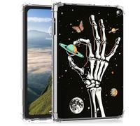 Clear Case for Kindle Fire 7 12th Generation (2022 Release) Ultra -Thin Slim Lightweight Shockproof Clear TPU Silicone Back Shell Cover for Kids Women,Skeleton Finger Planet