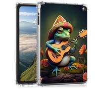 Clear Case for Kindle Fire HD 10 13th Generation, 2023 Release 10.1" Ultra -Thin Slim Lightweight Shockproof Clear TPU Silicone Back Shell Cover for Kids Women,Green Frog Playing Guitar
