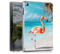 Clear Case for Kindle Fire HD 10 Tablet 10.1" (7th / 9th Generation, 2017/2019 Release)- Slim Lightweight Transparent Shockproof Protective Cover for HD 10 2019,Pink Flamingo