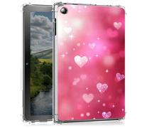 Clear Case for Kindle Fire HD 10 Tablet 10.1" (7th / 9th Generation, 2017/2019 Release)- Slim Lightweight Transparent Shockproof Protective Cover for HD 10 2019,Pink Hearts and Stars