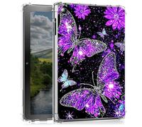 Clear Case for Kindle Fire HD 8 & 8 Plus Tablet (12th/10th Generation, 2024/2022/2020)- Slim Lightweight Transparent Shockproof Protective Cover for Fire HD 8 2024/2022,Purple Butterflies