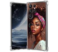 Clear Case for Samsung Galaxy S23 Ultra 5G 6.8", Anti-Scratch Slim Soft TPU Bumper Cover with Shockproof 4-Corner Air-Cushion, Transparent Crystal Phone Case for Women Girl, African American Girl