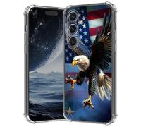 Clear Case for Samsung Galaxy S25 5G 6.2", Anti-Scratch Slim Soft TPU Bumper Cover with Shockproof 4-Corner Air-Cushion, Transparent Crystal Phone Case for Women Girl, Flag Flying Eagle