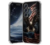 Clear Case for Samsung Galaxy S25 5G 6.2", Anti-Scratch Slim Soft TPU Bumper Cover with Shockproof 4-Corner Air-Cushion, Transparent Crystal Phone Case for Women Girl, Bald Eagle Flag