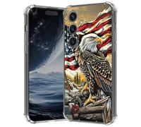 Clear Case for Samsung Galaxy S25 5G 6.2", Anti-Scratch Slim Soft TPU Bumper Cover with Shockproof 4-Corner Air-Cushion, Transparent Crystal Phone Case for Women Girl, Eagle Flag